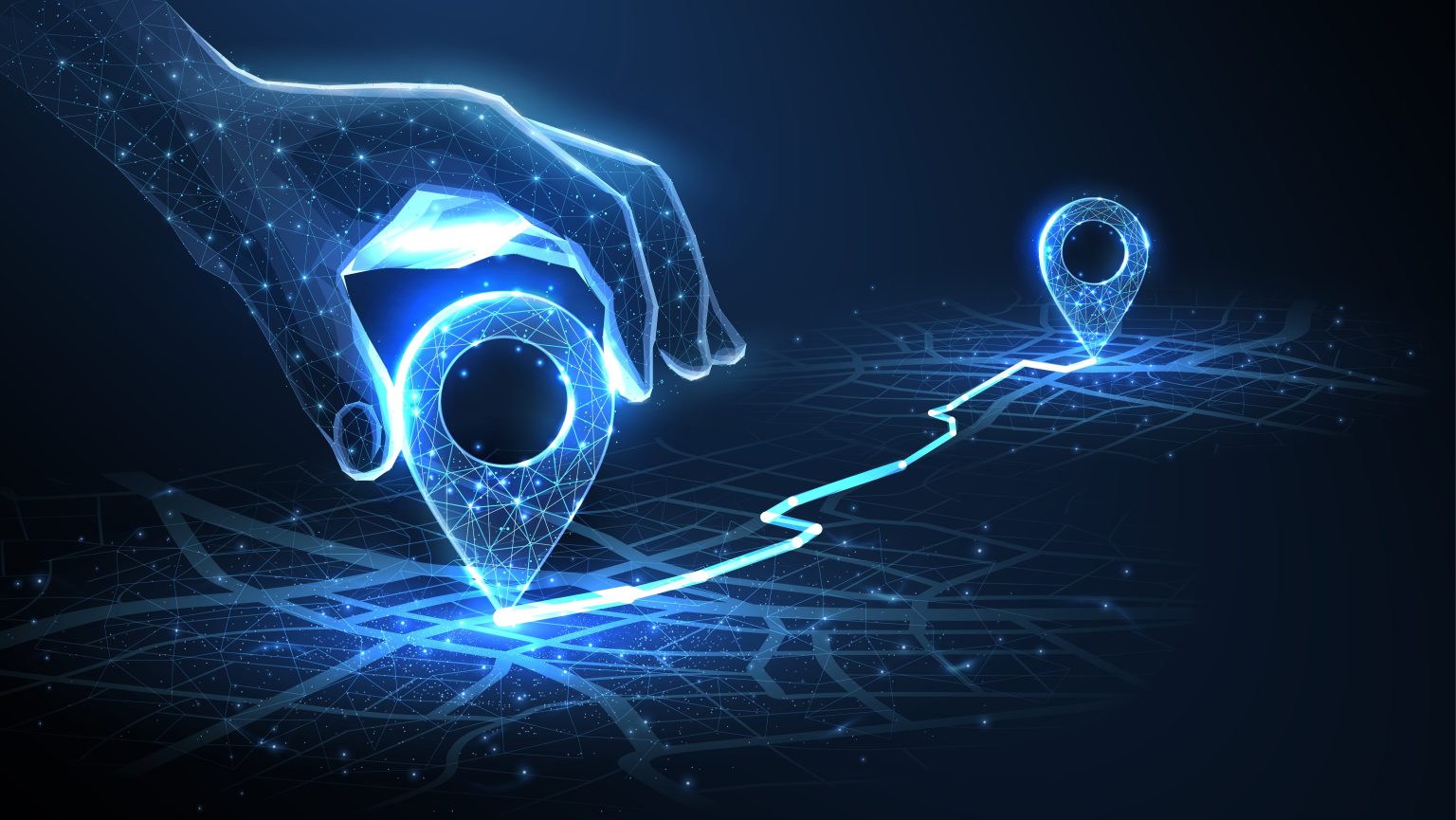 Digital,Hand,Set,Location,On,Map,With,Two,Pins.,Ai